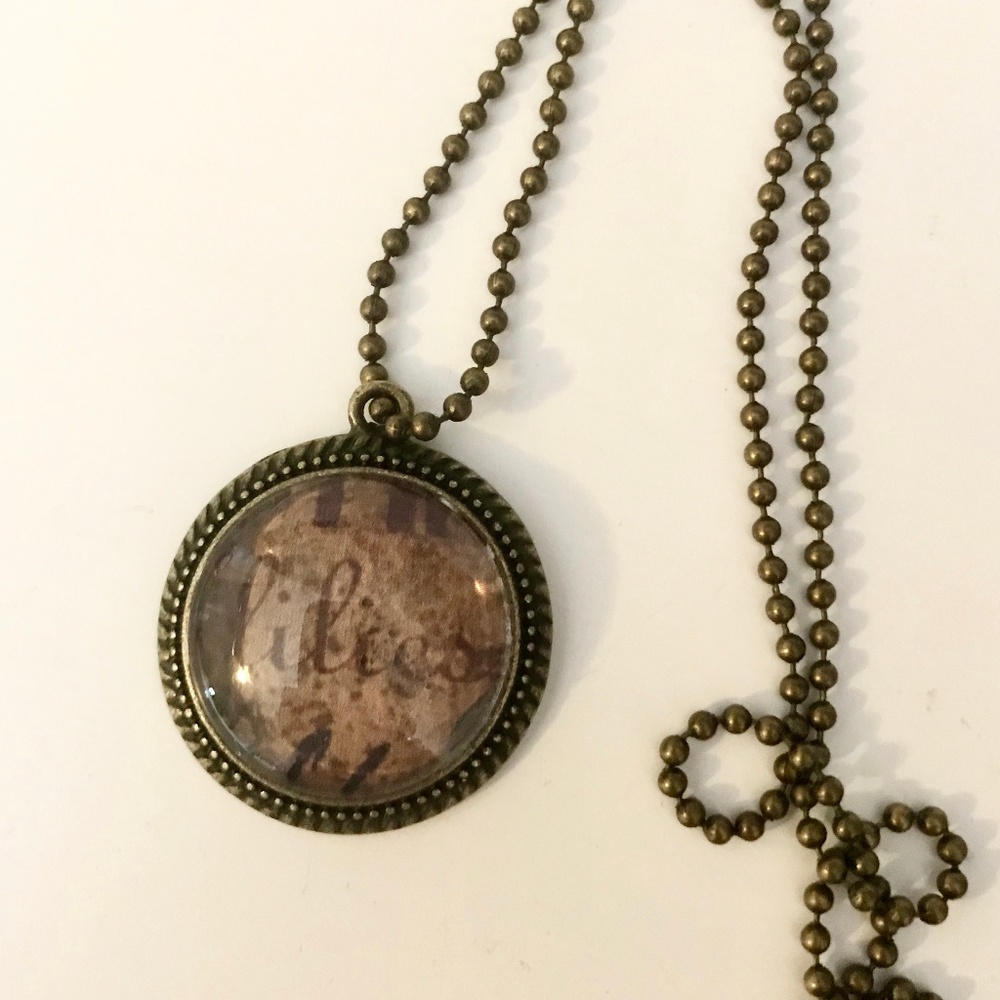 Antique Pendant Necklace Vintage Lilies Handmade